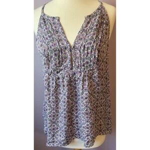 Goie Silk Multicolored Floral Paisley V Neck Print Size Medium